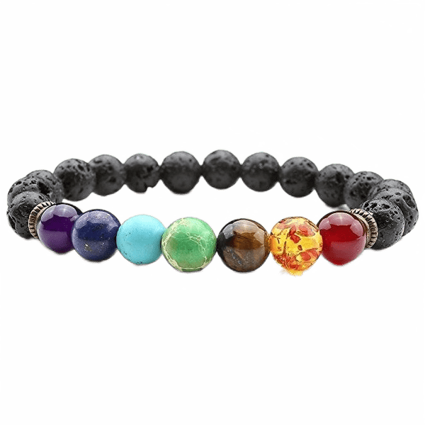 7 Chakra Healing Black Lava Stone Bracelet