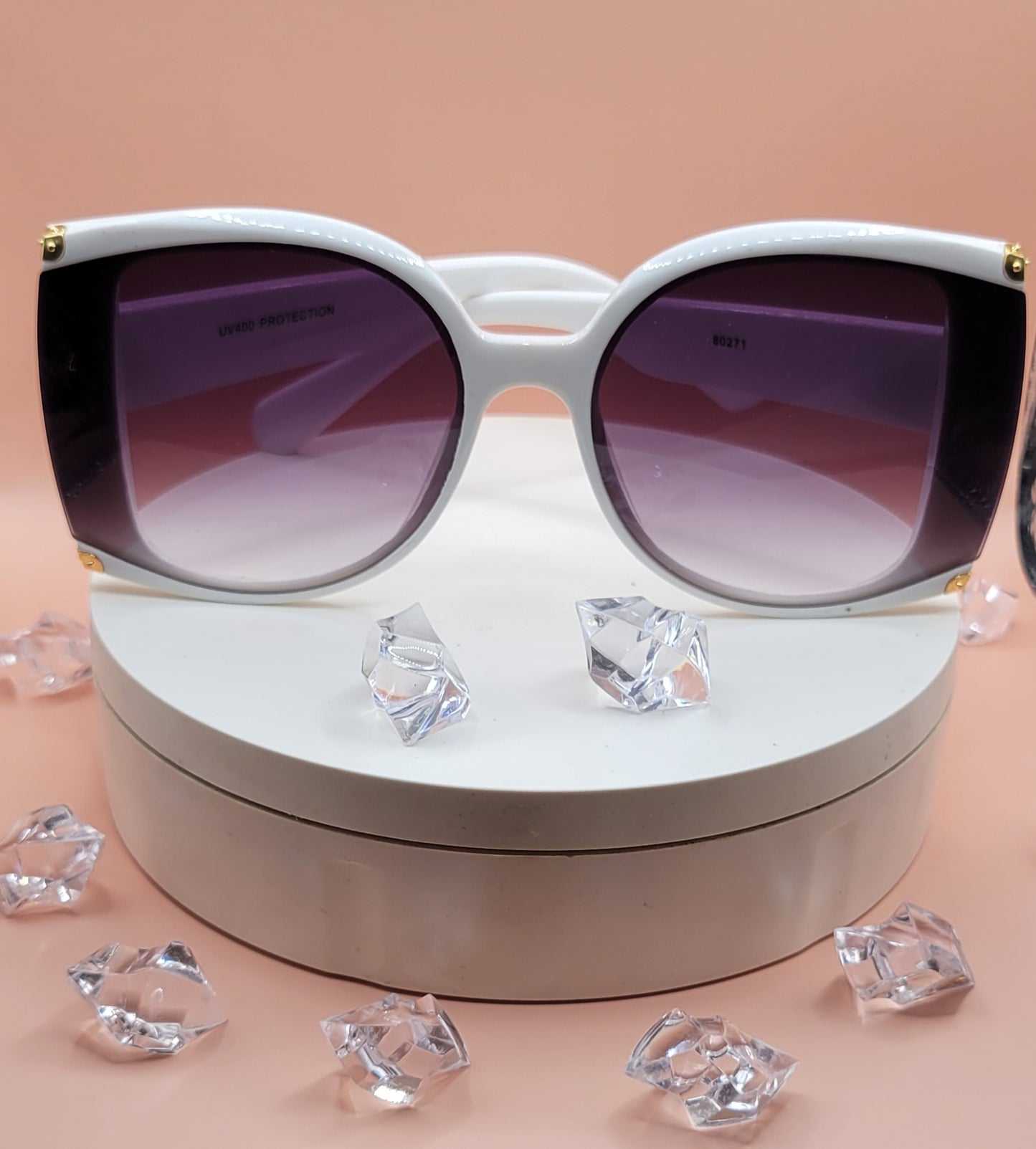 Large Oversized Modern Luxe Sunglasses w/ Gold Accents