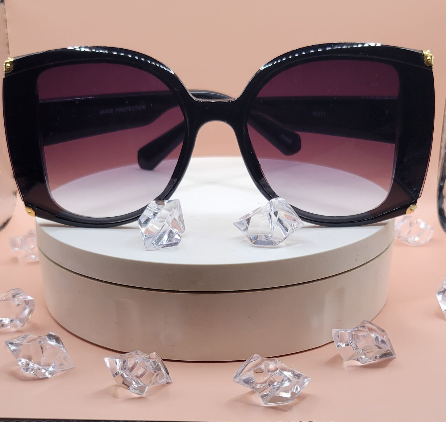 Large Oversized Modern Luxe Sunglasses w/ Gold Accents