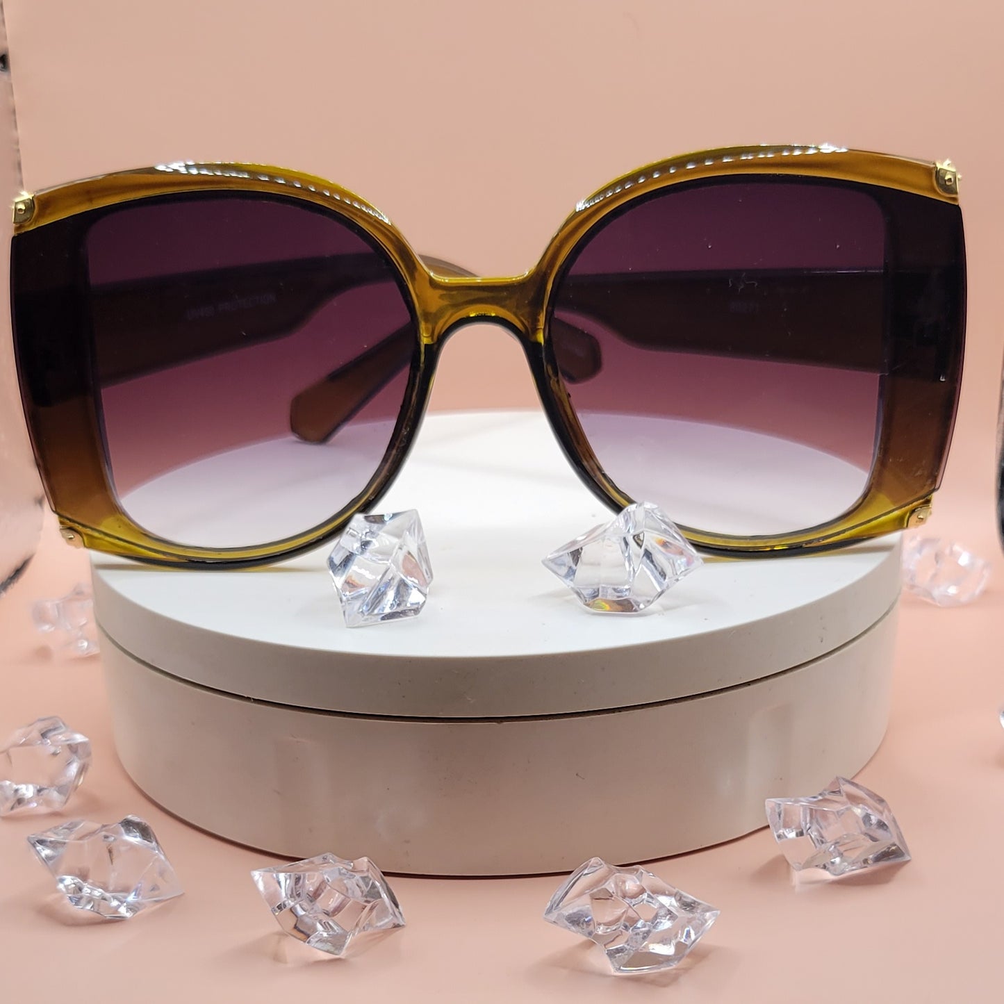 Large Oversized Modern Luxe Sunglasses w/ Gold Accents