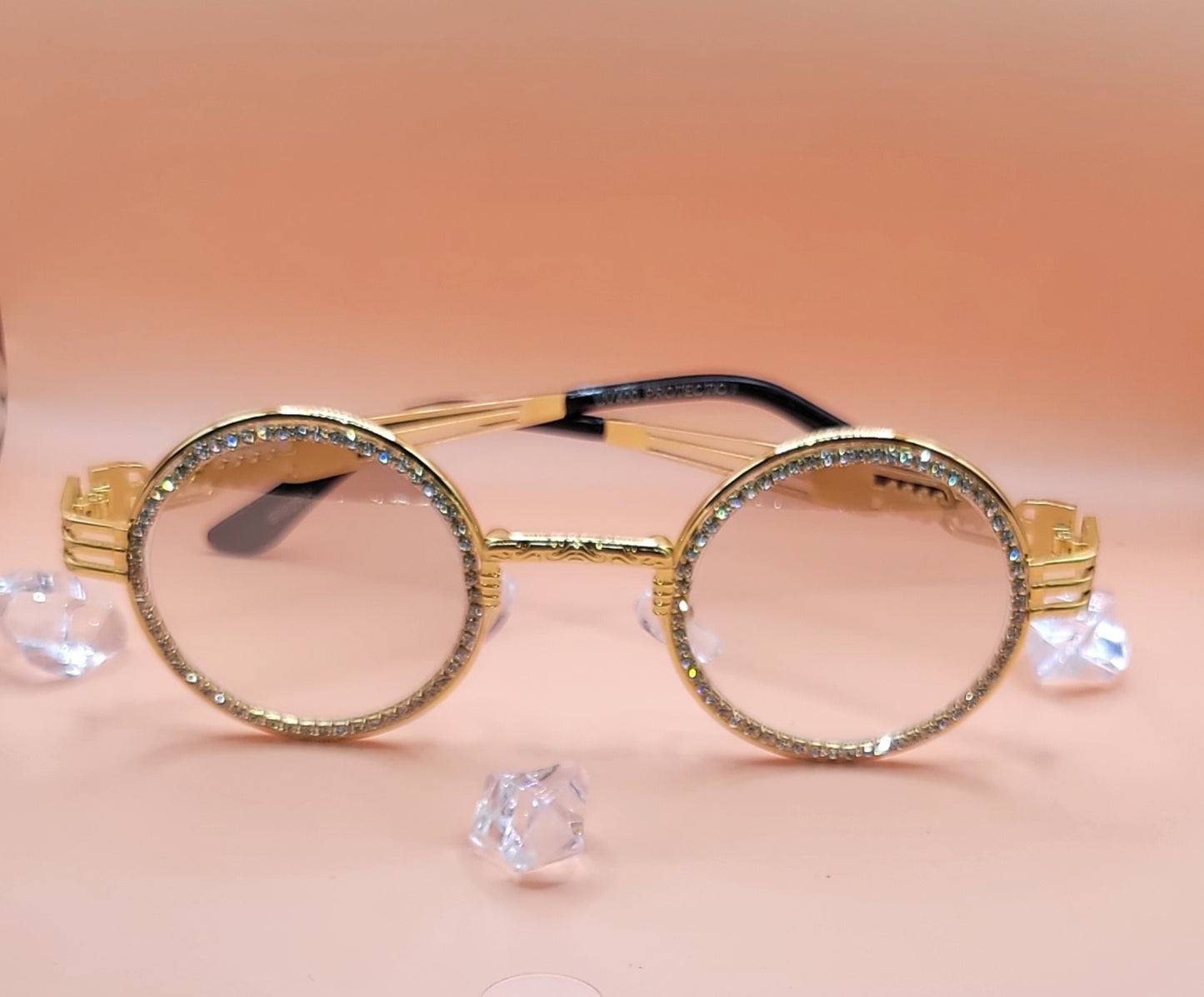 Rhinestone Embellished Round High Fashion Sunglasses