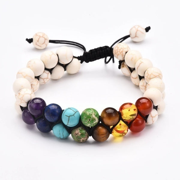 White Double Layer Chakra Bracelet - Bredazzled's Store