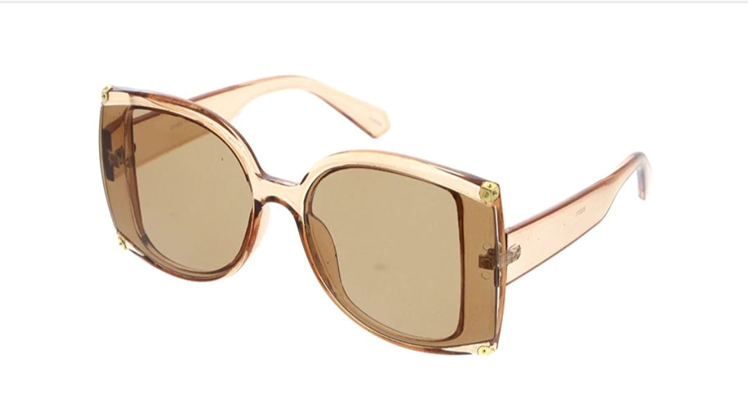 Large Oversized Modern Luxe Sunglasses w/ Gold Accents