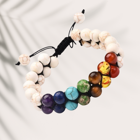 White 7 Chakra Double-Layered Healing Bracelet
