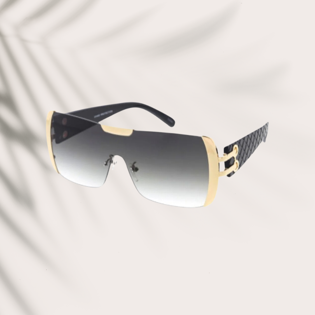Women's Oversized Luxury Sunglasses with Gold Sides