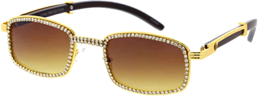 Rhinestone Embellished Rectangular High Fashion Sunglasses