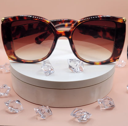 Large Oversized Modern Luxe Sunglasses w/ Gold Accents