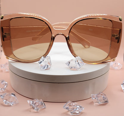 Large Oversized Modern Luxe Sunglasses w/ Gold Accents