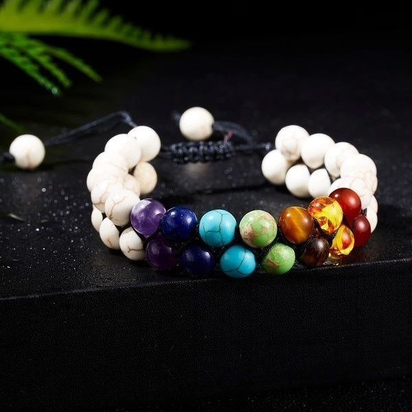 White Double Layer Chakra Bracelet - Bredazzled's Store