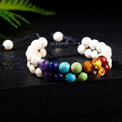 White Double Layer Chakra Bracelet - Bredazzled's Store