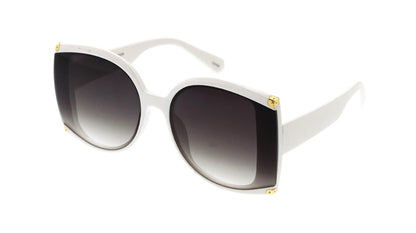 Large Oversized Modern Luxe Sunglasses w/ Gold Accents