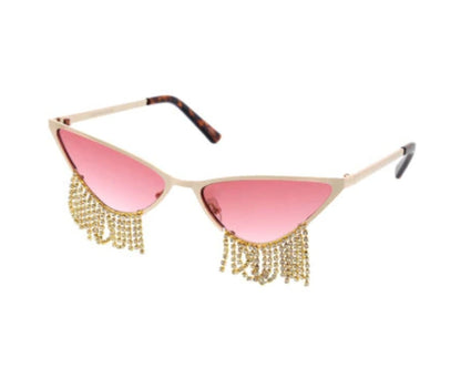 Rhinestone Dripping Cateye High Fashion Sunglasses