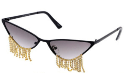 Rhinestone Dripping Cateye High Fashion Sunglasses