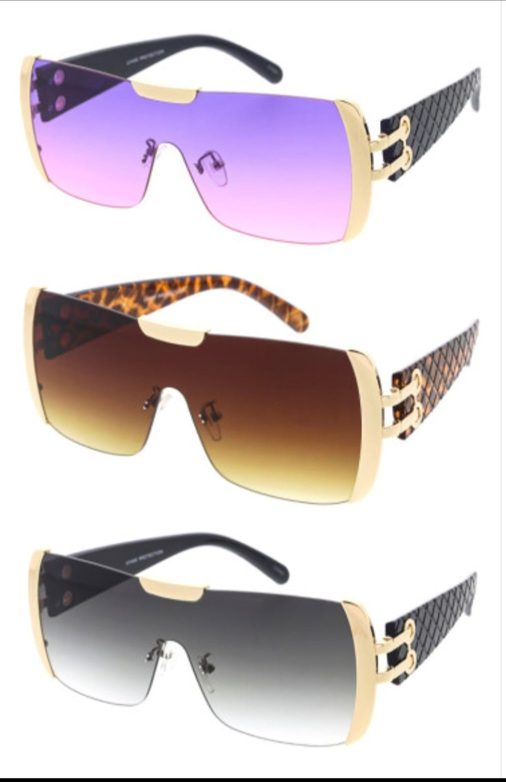 Women's Oversized Luxury Sunglasses with Gold Sides