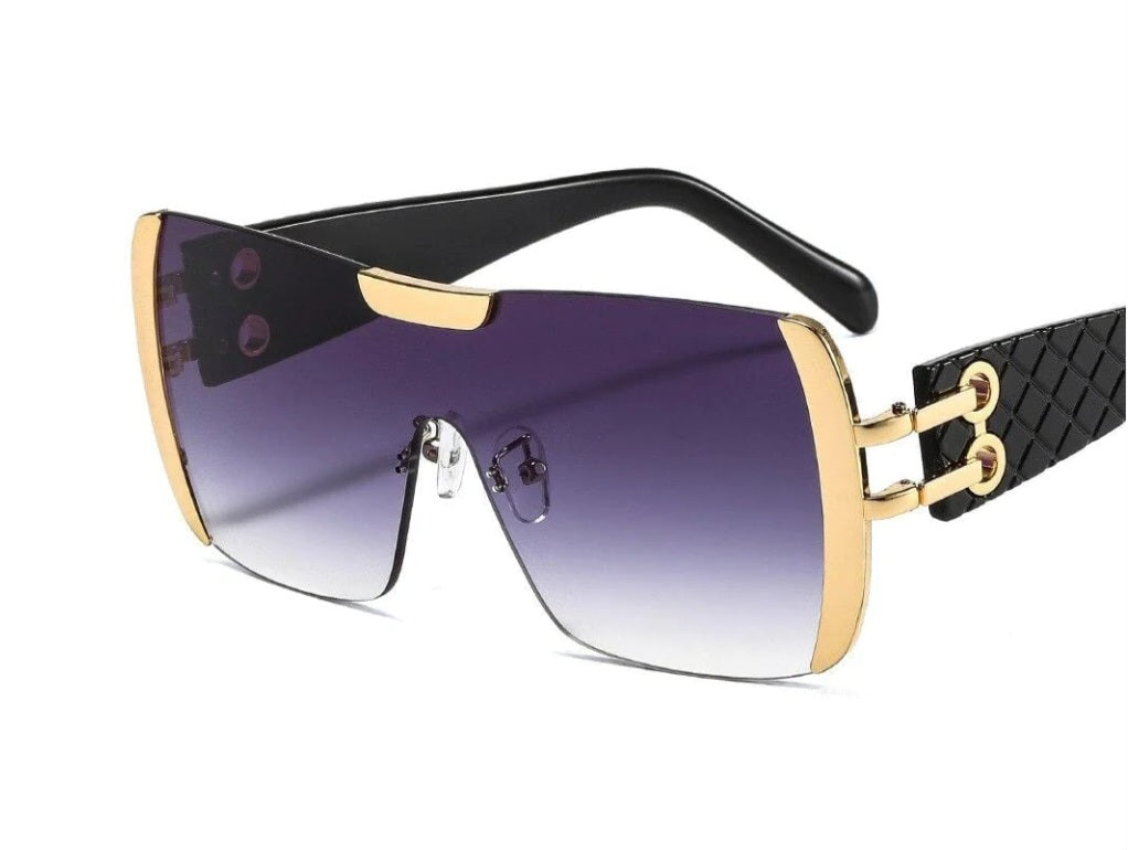 Women's Oversized Luxury Sunglasses with Gold Sides