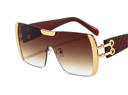 Women's Oversized Luxury Sunglasses with Gold Sides