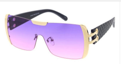 Women's Oversized Luxury Sunglasses with Gold Sides